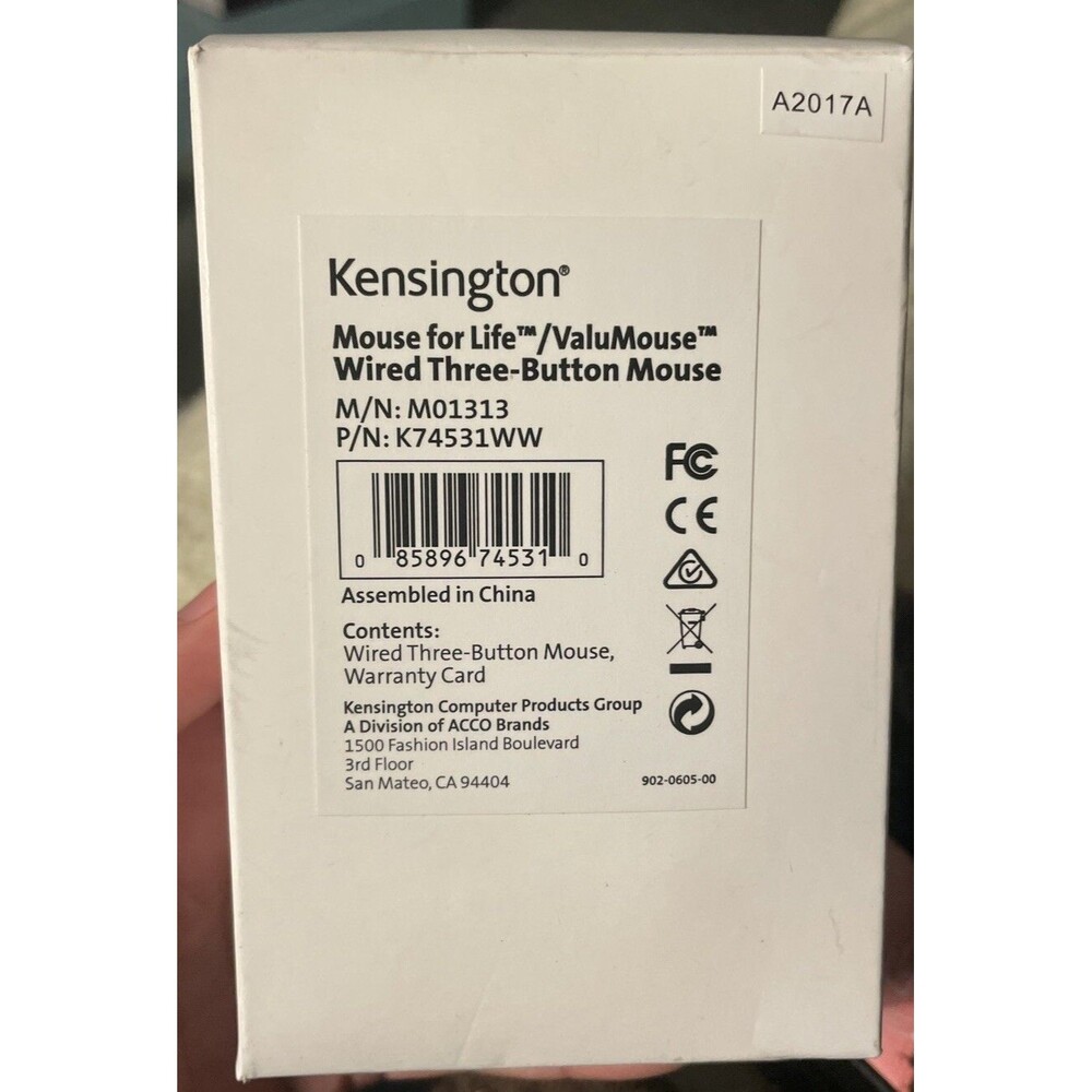 Kensington K745331WW Mouse for Life USB Wired 3-Button Mouse BLACK